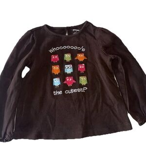 Gymboree 2009 Woodland Friends Who’s The Cutest Owl Long Sleeve Brown Shirt 4T